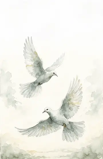 Aquarelle : colombes