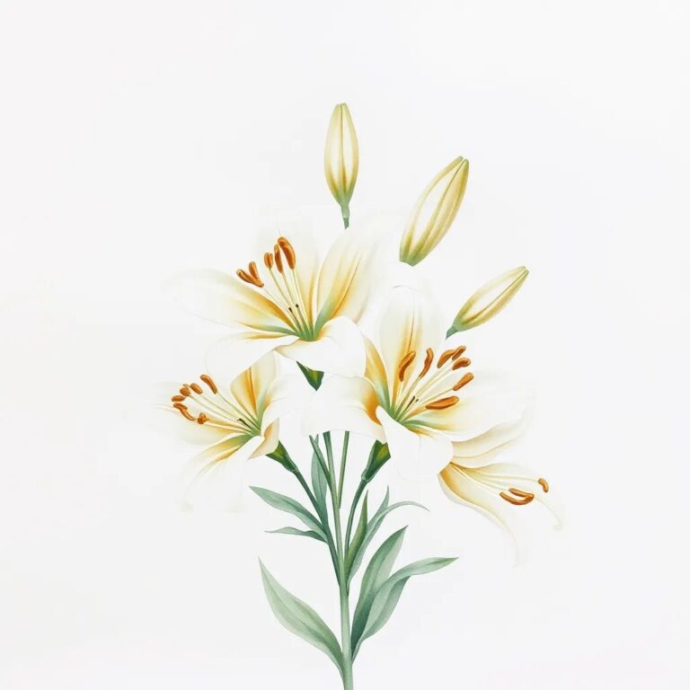 Aquarelle de lys blancs