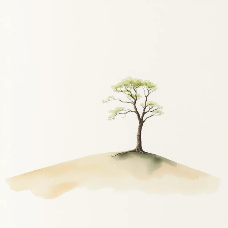 Aquarelle d'un arbre sur une colline