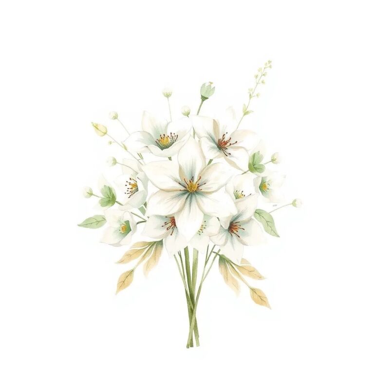 Aquarelle d'un bouquet de fleurs blanches