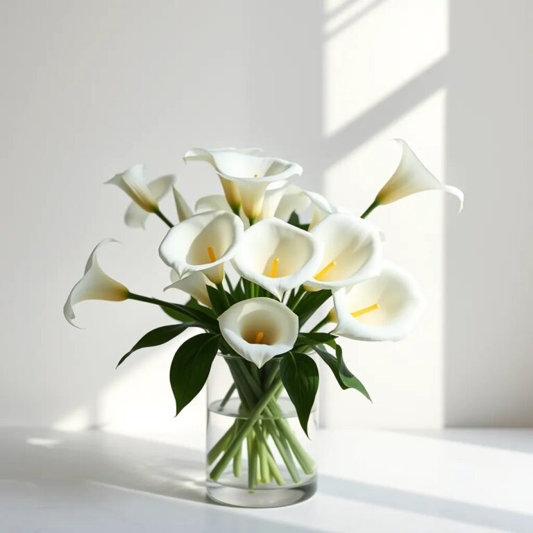 Des arums blancs dans un vase