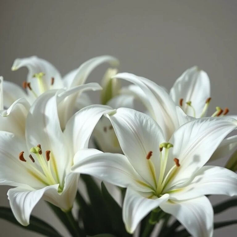 Des lys blancs en gros plan