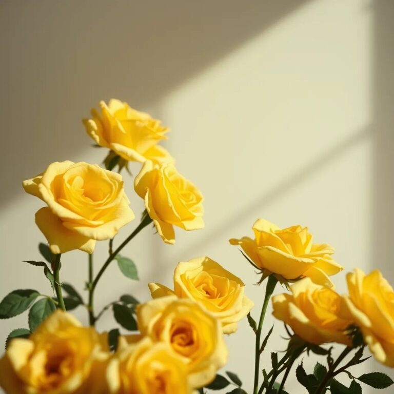 Des roses jaunes dans une lumière douce