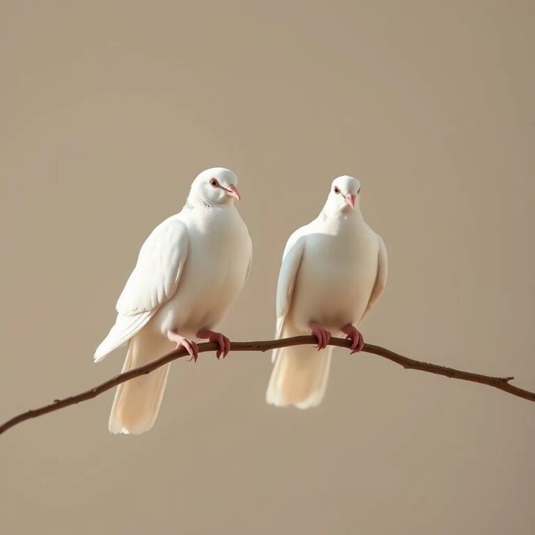 Deux colombes blanches sur une branche