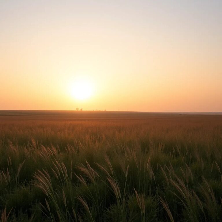 La dernière lumière du jour sur une prairie