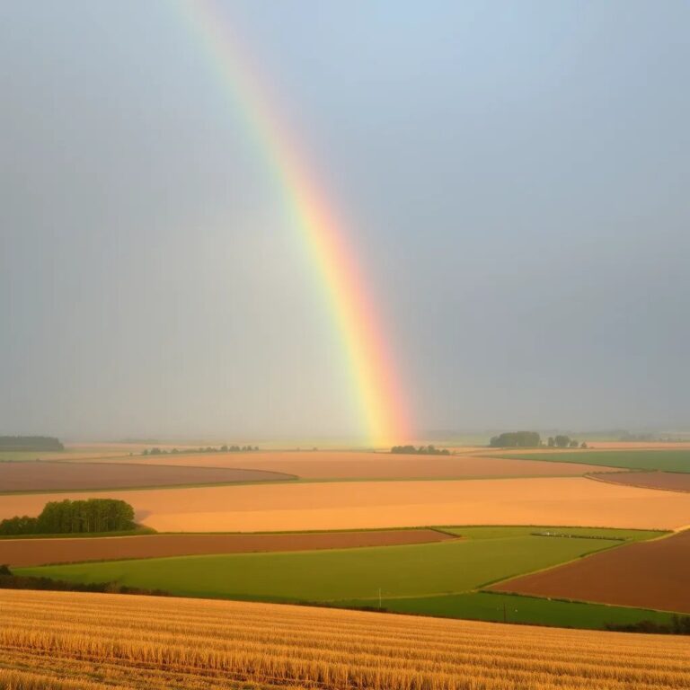 Un arc-en-ciel au-dessus des champs