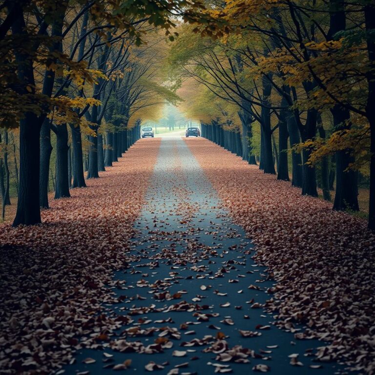 Un chemin couvert de feuilles d'automne