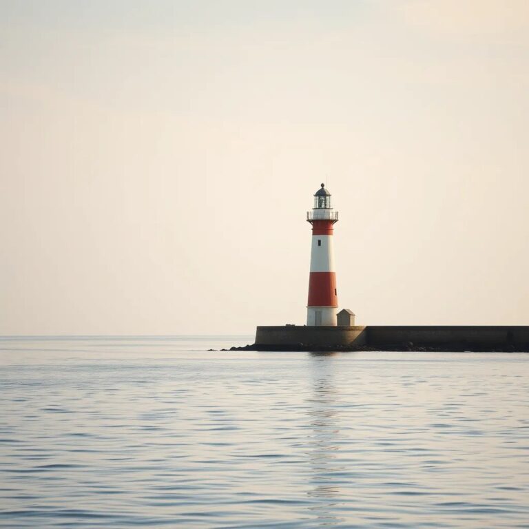 Un phare au bord d'une mer calme