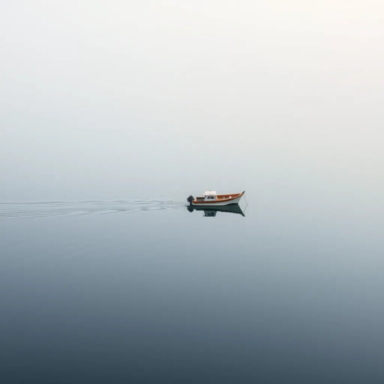 Une petite barque sur une mer immobile