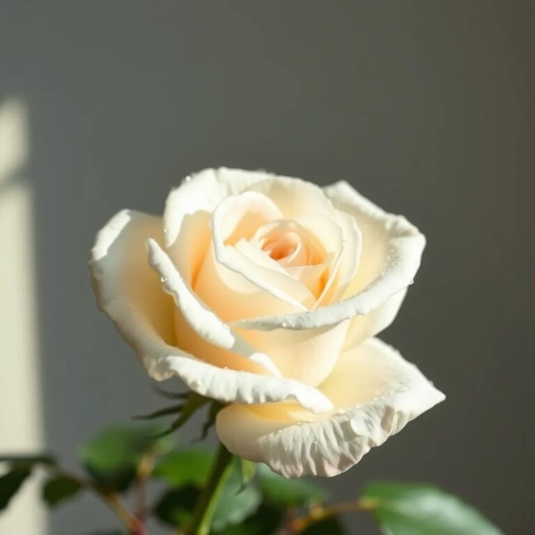Une rose blanche couverte de rosée