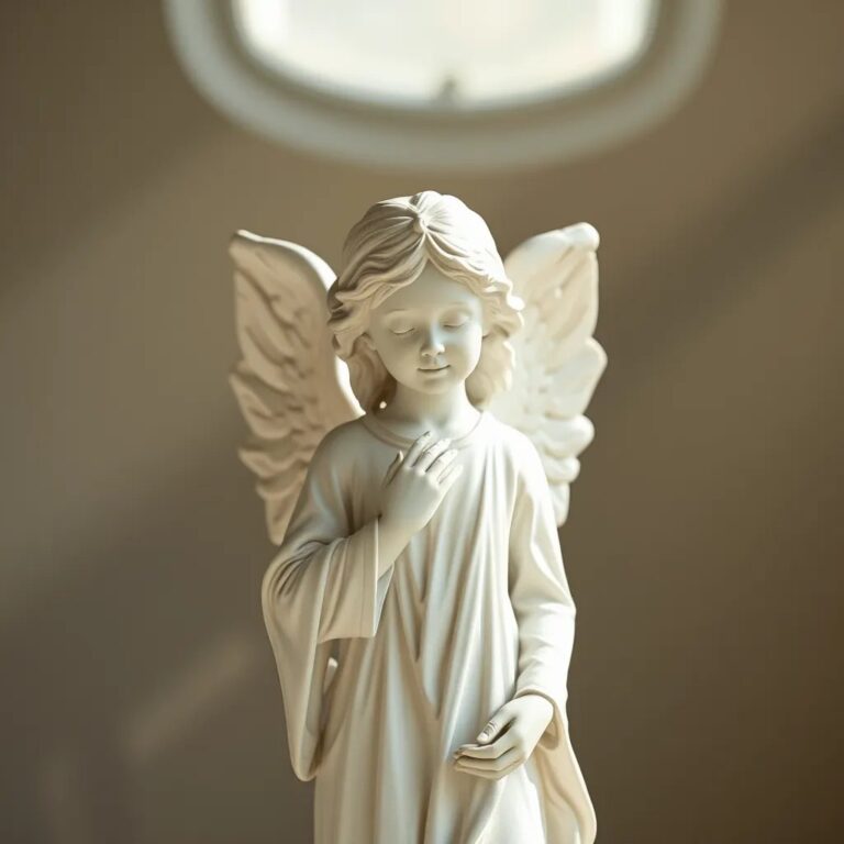 Une statue d'ange dans une lumière douce